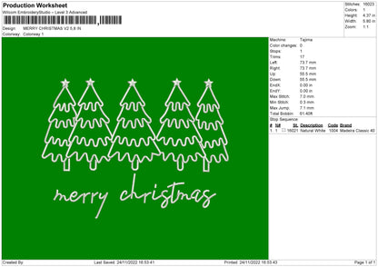 Merry Xmas v02 Embroidery File 6 sizes