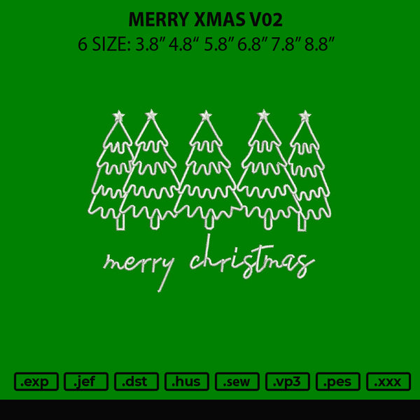 Merry Xmas v02 Embroidery File 6 sizes