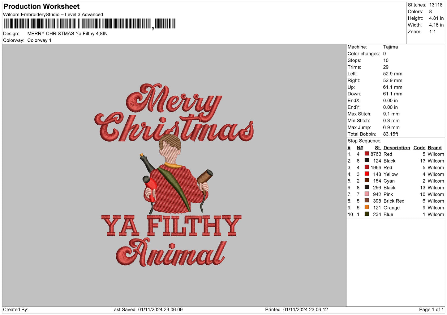 Photoflat Xmas 0124 Embroidery File 6 sizes