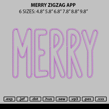 Merry Zigzag App Embroidery File 6 sizes