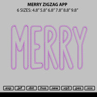 Merry Zigzag App Embroidery File 6 sizes