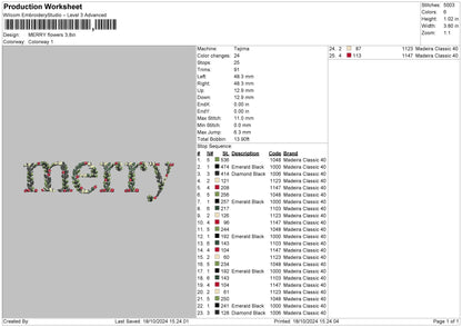 Merryflowers Embroidery File 6 sizes