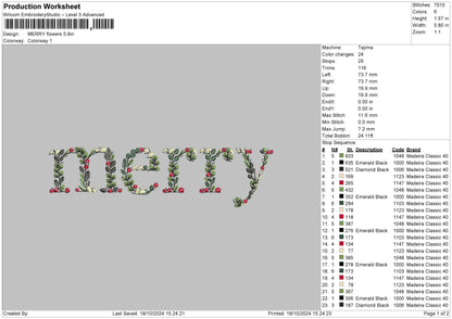 Merryflowers Embroidery File 6 sizes