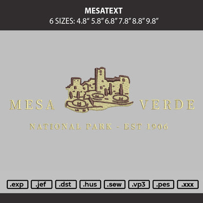 Mesatext Embroidery Machine Design File 6 sizes