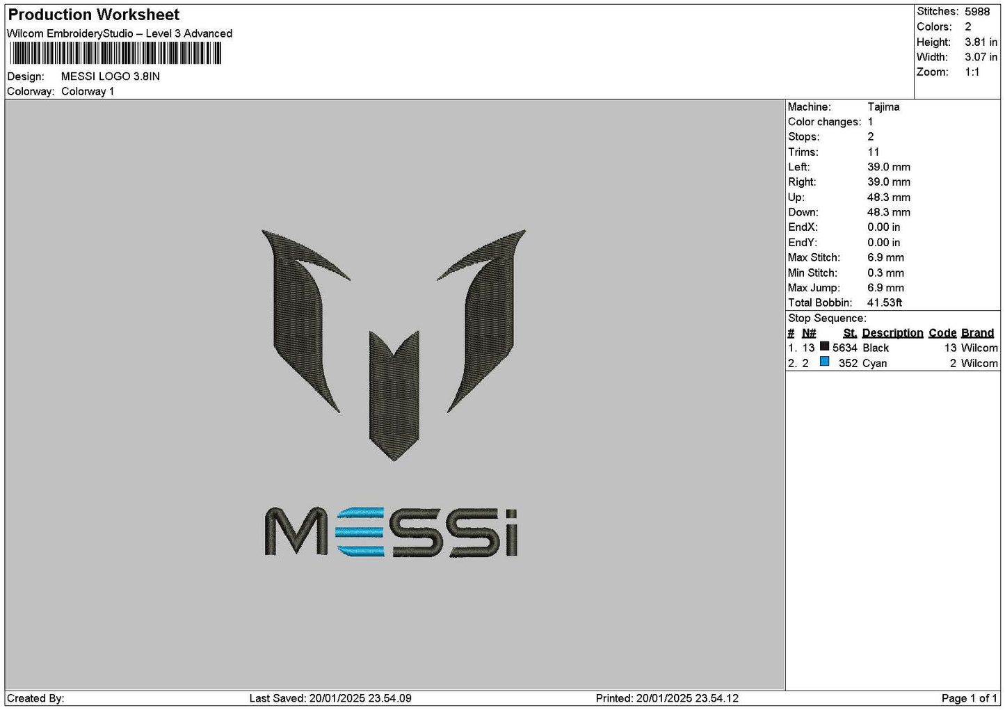 Messitext Embroidery File 6 sizes