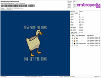 Mess With The Honk Embroidery File 4 sizes