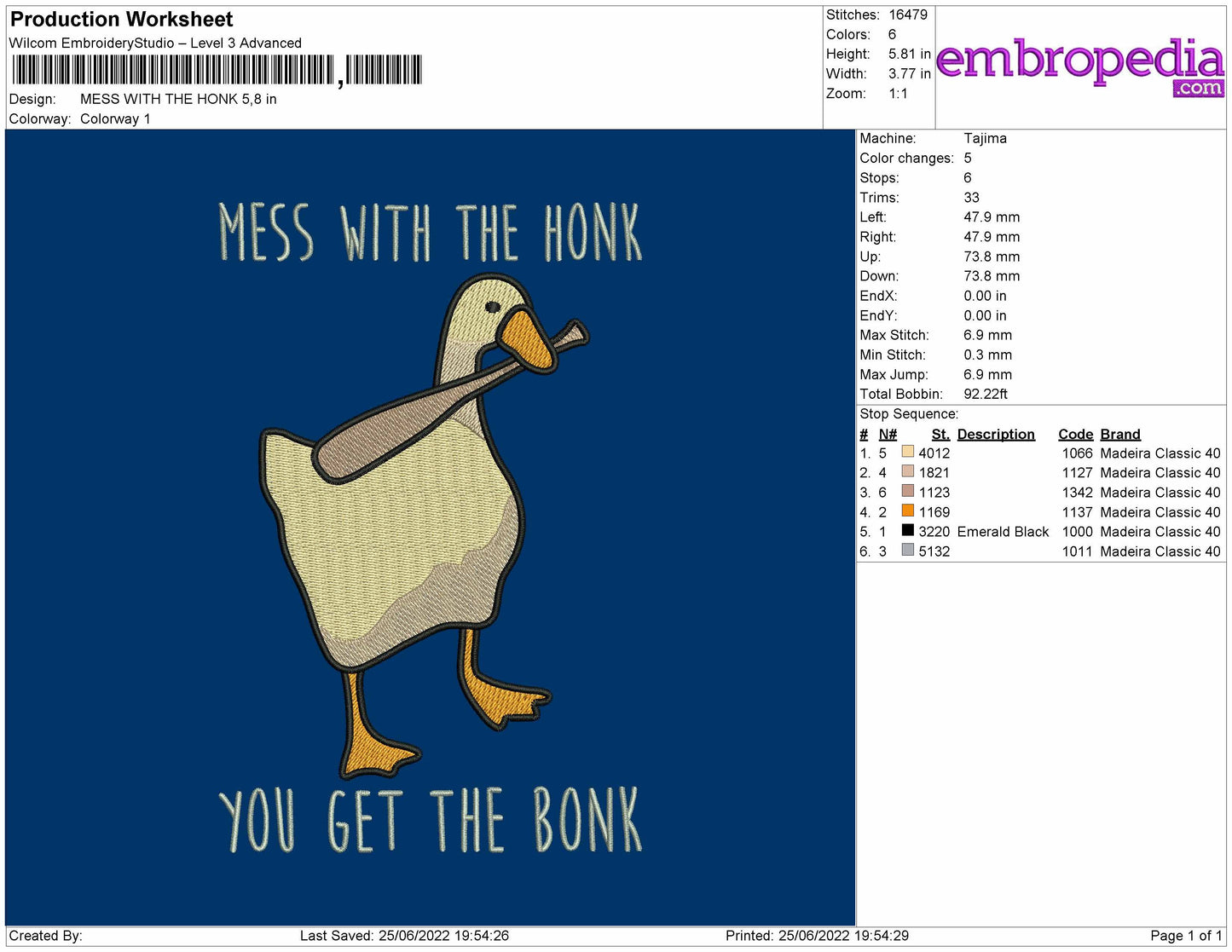 Mess With The Honk Embroidery File 4 sizes