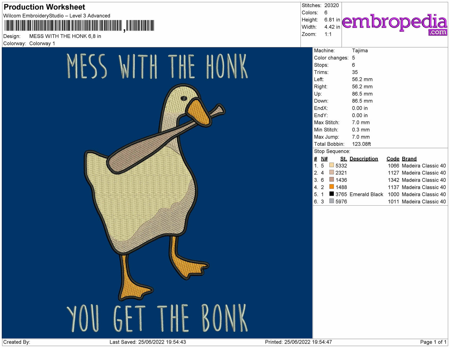 Mess With The Honk Embroidery File 4 sizes