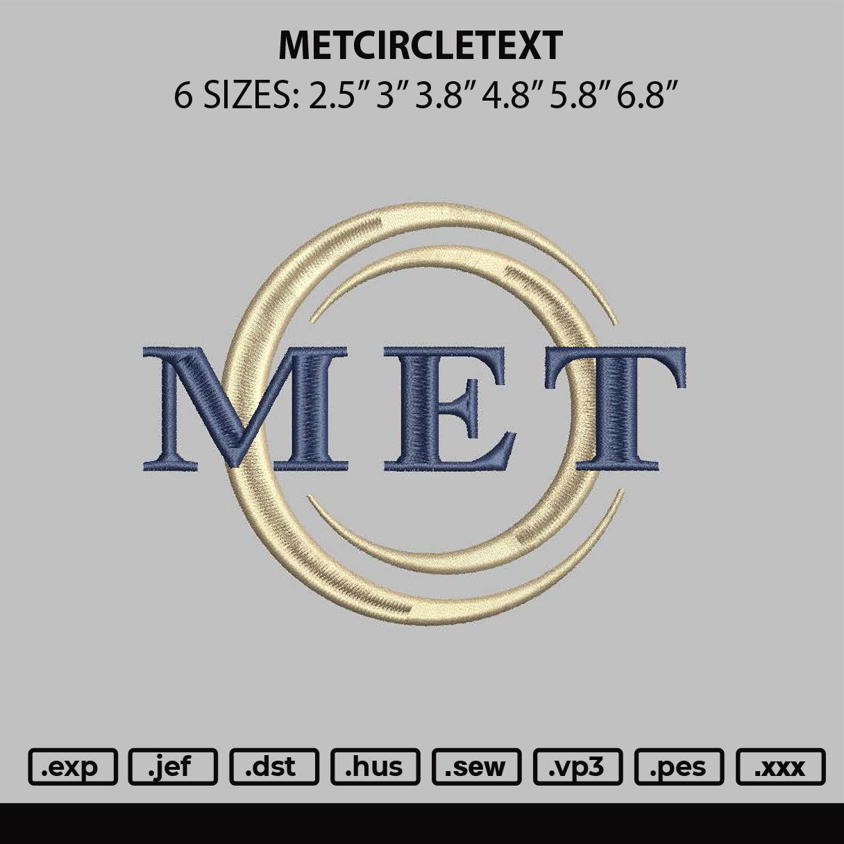 Metcircle Embroidery File 6 sizes