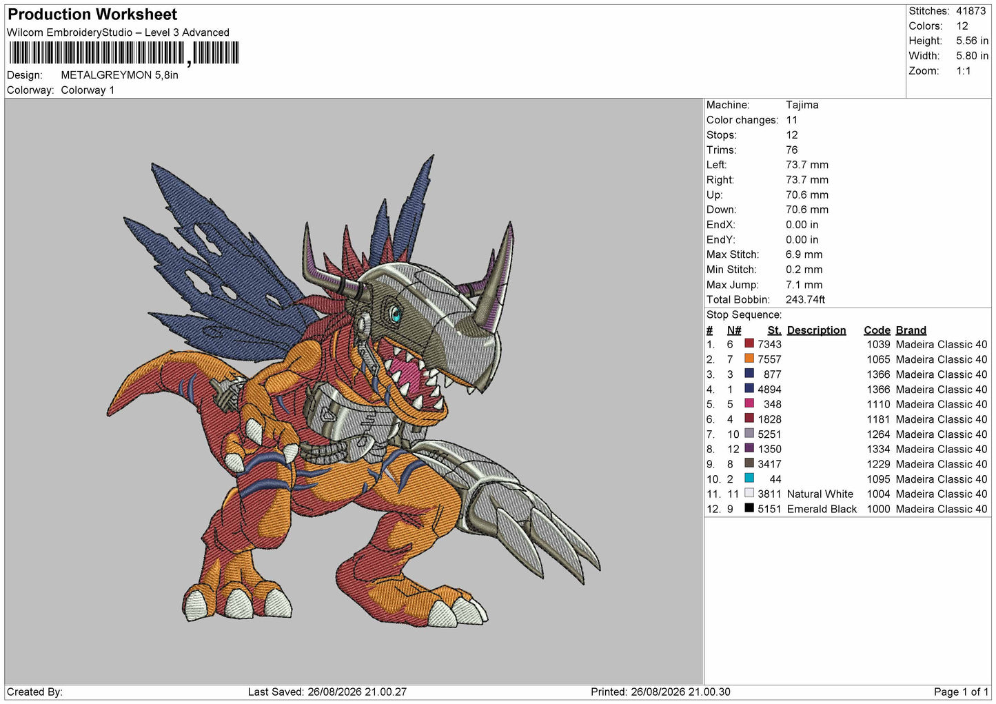 Metalgreymo Embroidery Machine Design File 6 sizes