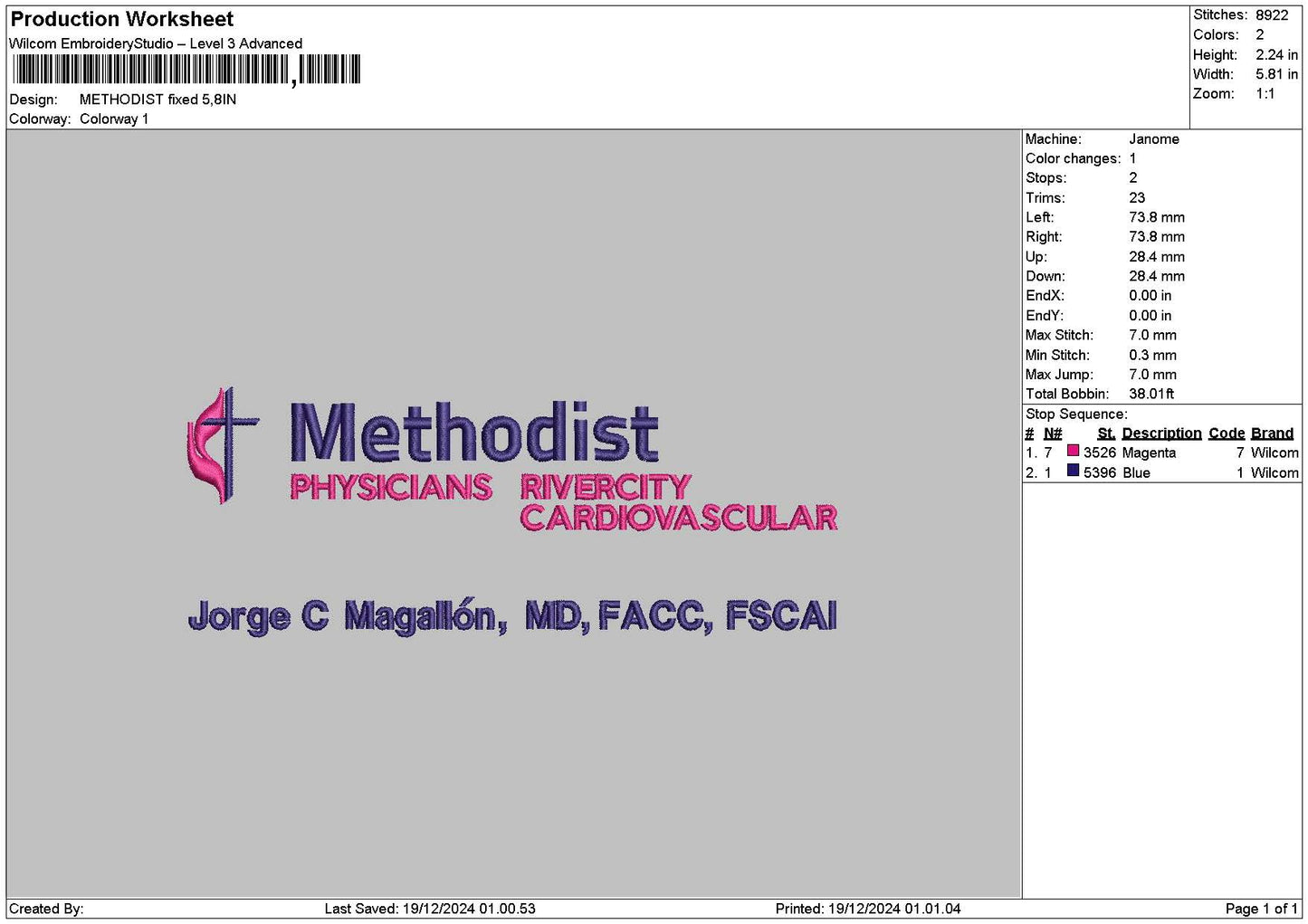 Methodisttext 01 Embroidery File 6 sizes