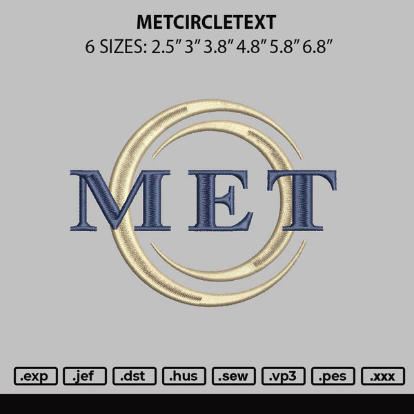 Metcircle Embroidery File 6 sizes