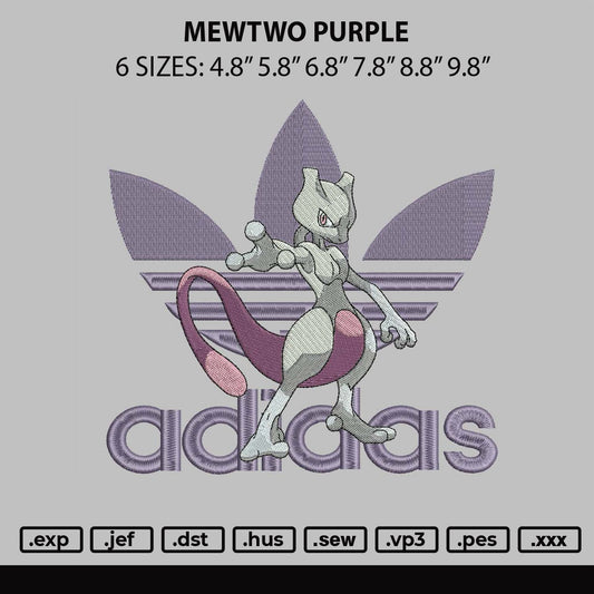 Mewtwo Purple Embroidery File 6 sizes
