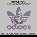 Mewtwo Purple Embroidery File 6 sizes