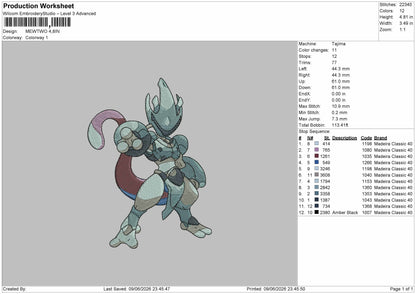 Mewtwo0906 Embroidery Machine Design File 6 sizes