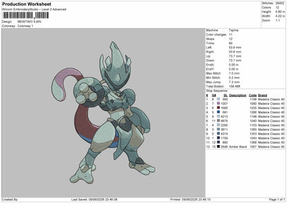 Mewtwo0906 Embroidery Machine Design File 6 sizes