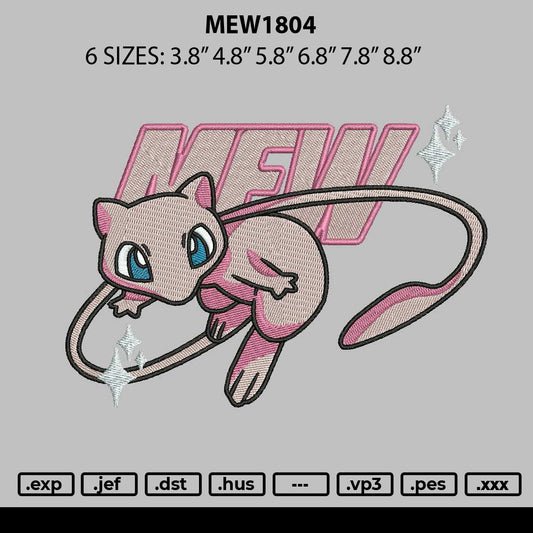 Mew1804 Embroidery File 6 sizes