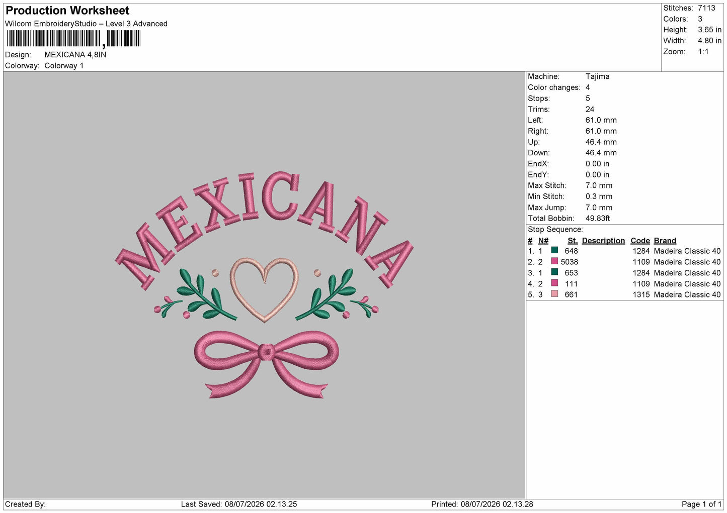 Mexicanatext Embroidery Machine Design File 6 sizes