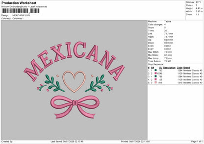Mexicanatext Embroidery Machine Design File 6 sizes