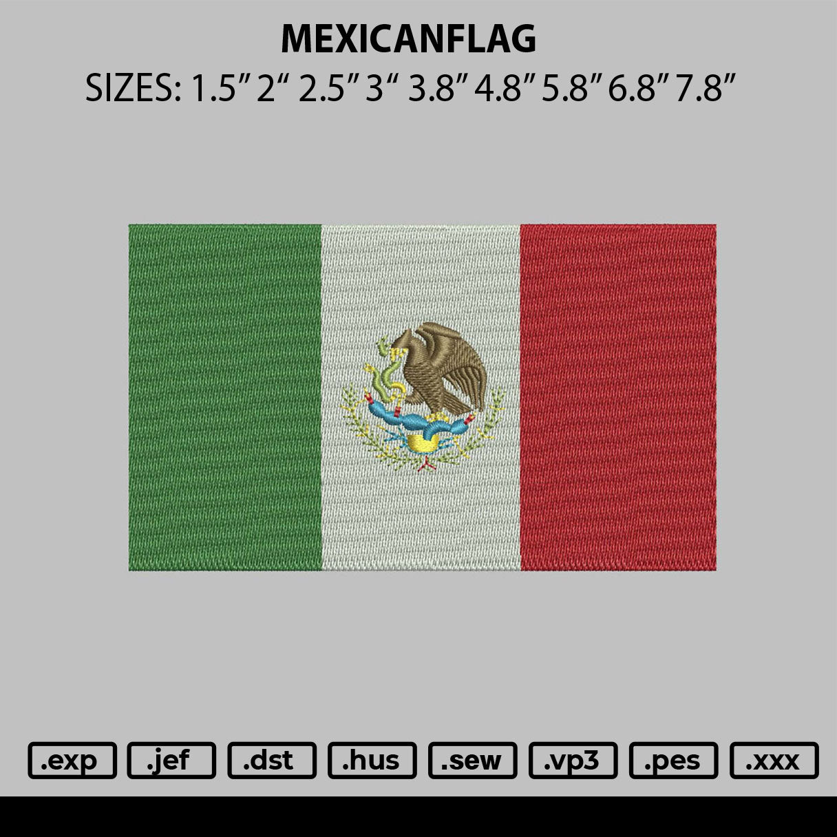 Mexicanflag Embroidery File 6 sizes