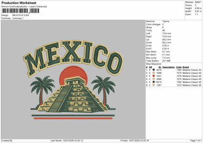 Mexicotext 06 Embroidery Machine Design File 6 sizes