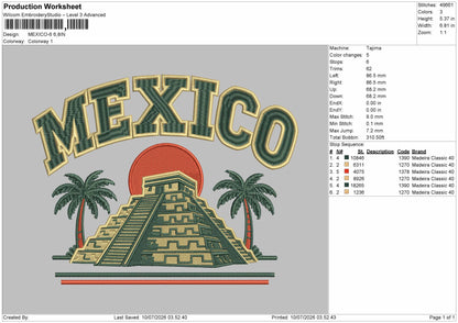 Mexicotext 06 Embroidery Machine Design File 6 sizes
