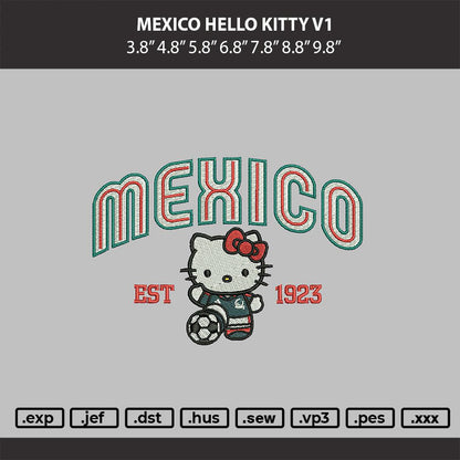 Mexico Hello Kitty v1  Embroidery Machine Desgin File