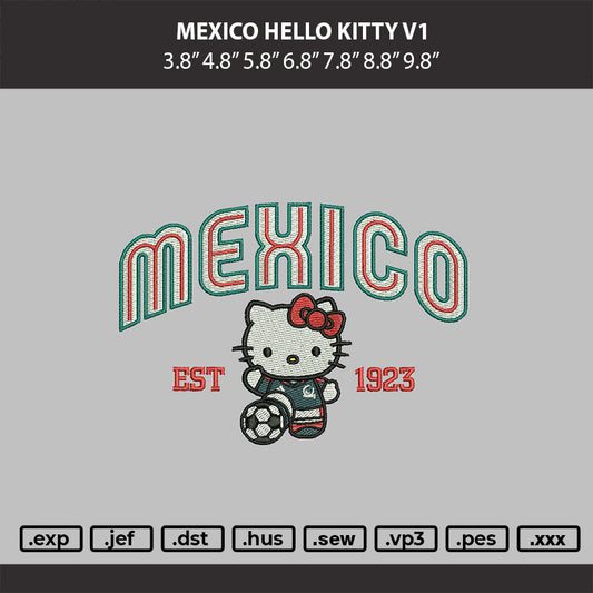 Mexico Hello Kitty v1  Embroidery Machine Desgin File