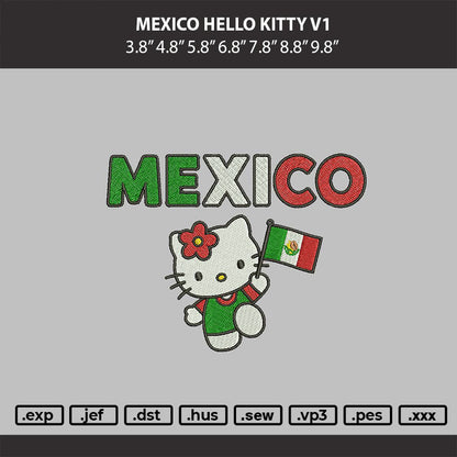 Mexico Hello Kitty v2  Embroidery Machine Desgin File