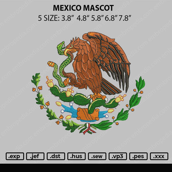 Mexico Mascot Embroidery File 5 sizes