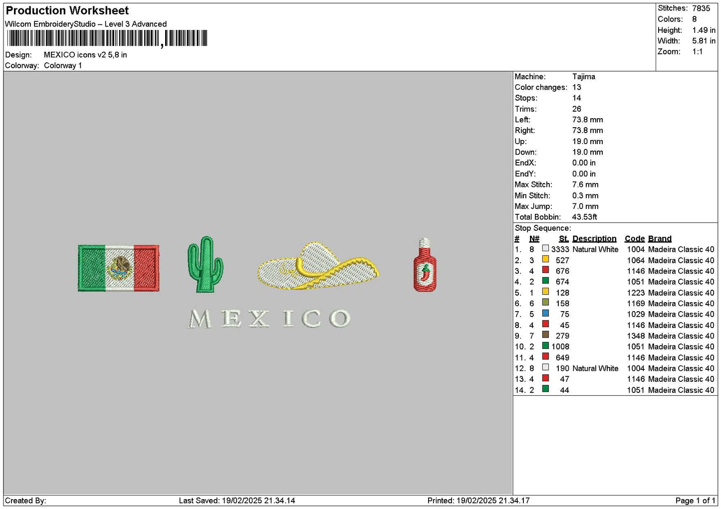 Mexicotext1902 Embroidery File 6 sizes