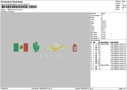 Mexicotext1902 Embroidery File 6 sizes