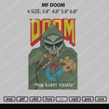 MF DOOM Embroidery File 4 size