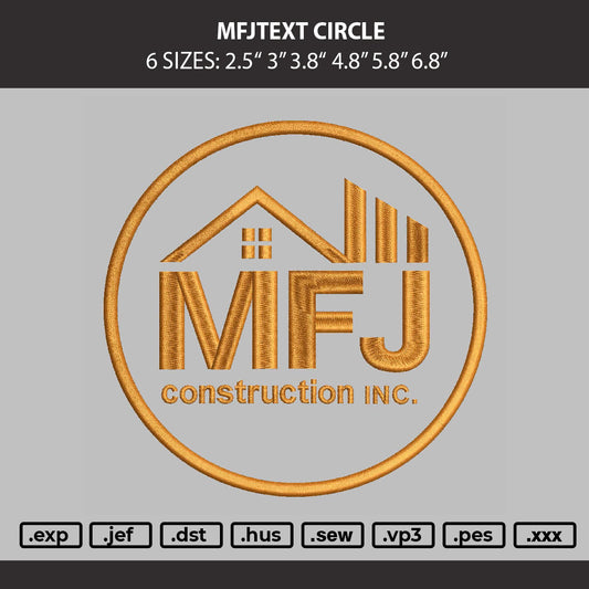 Mfjtext Circle Embroidery Machine Design File 6 sizes
