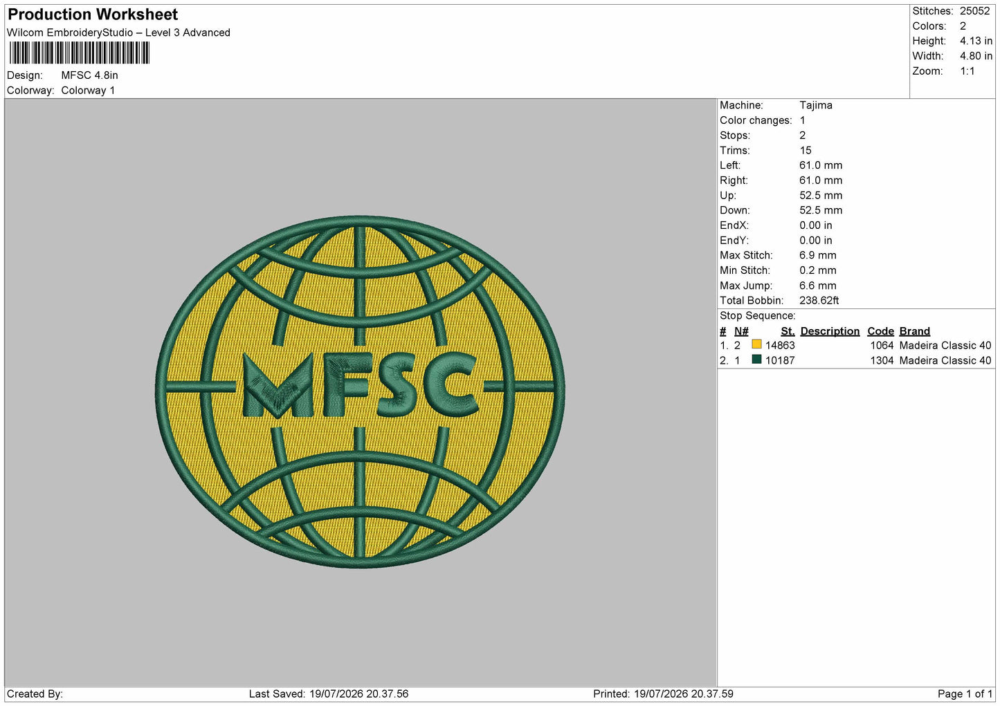 Mfsc Text Embroidery Machine Design File 6 sizes