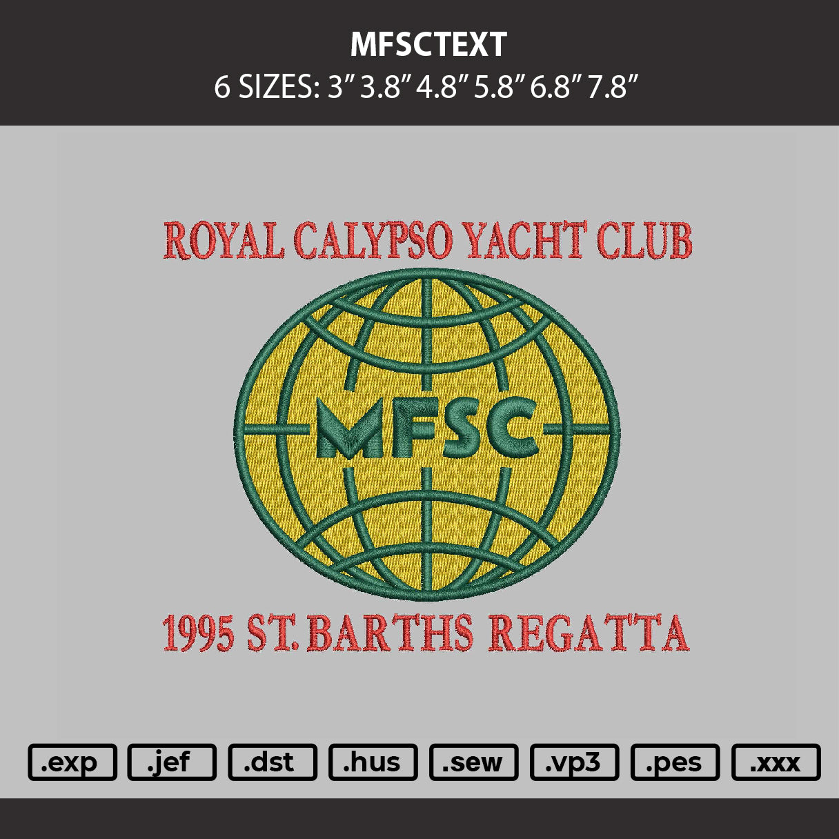 Mfsctext 003 Embroidery Machine Design File 6 sizes