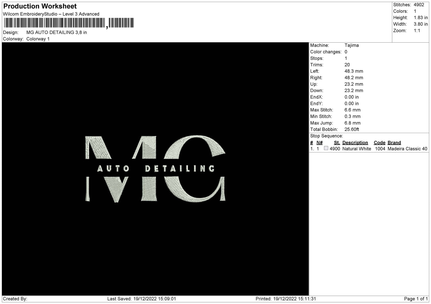 Mg Detailing Embroidery File 6 sizes
