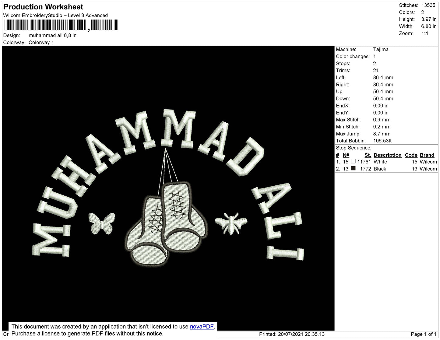 Muhammad Ali Embroidery File 4 size