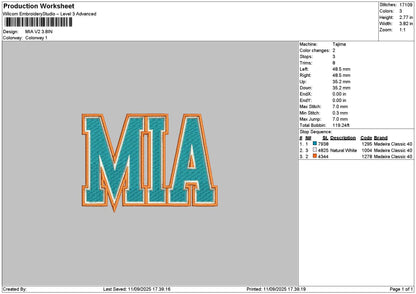 Miatext V2 Embroidery File 6 sizes