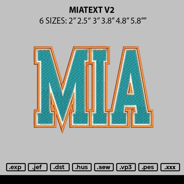 Miatext V2 Embroidery File 6 sizes