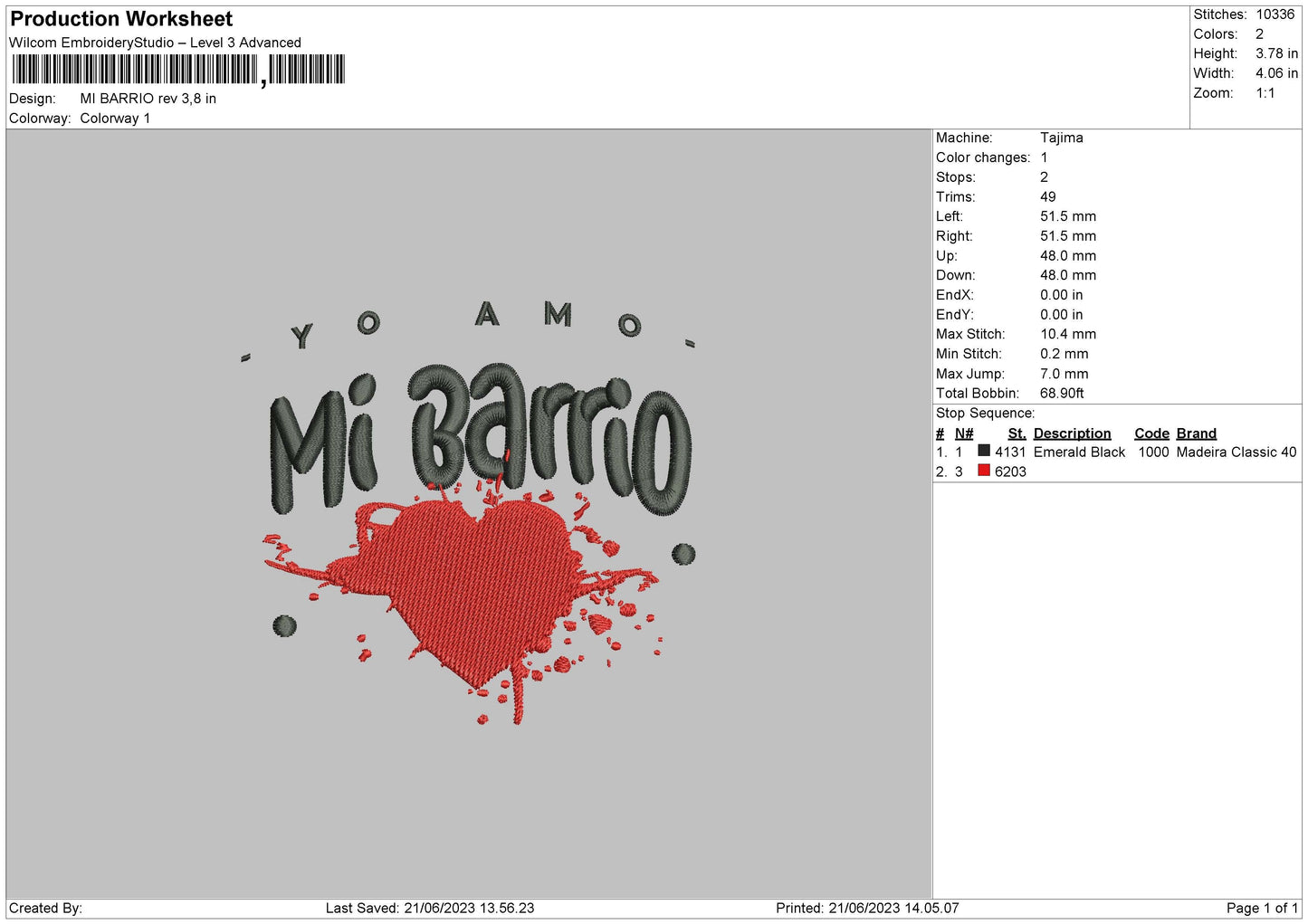 Mi Barrio Embroidery File 6 sizes