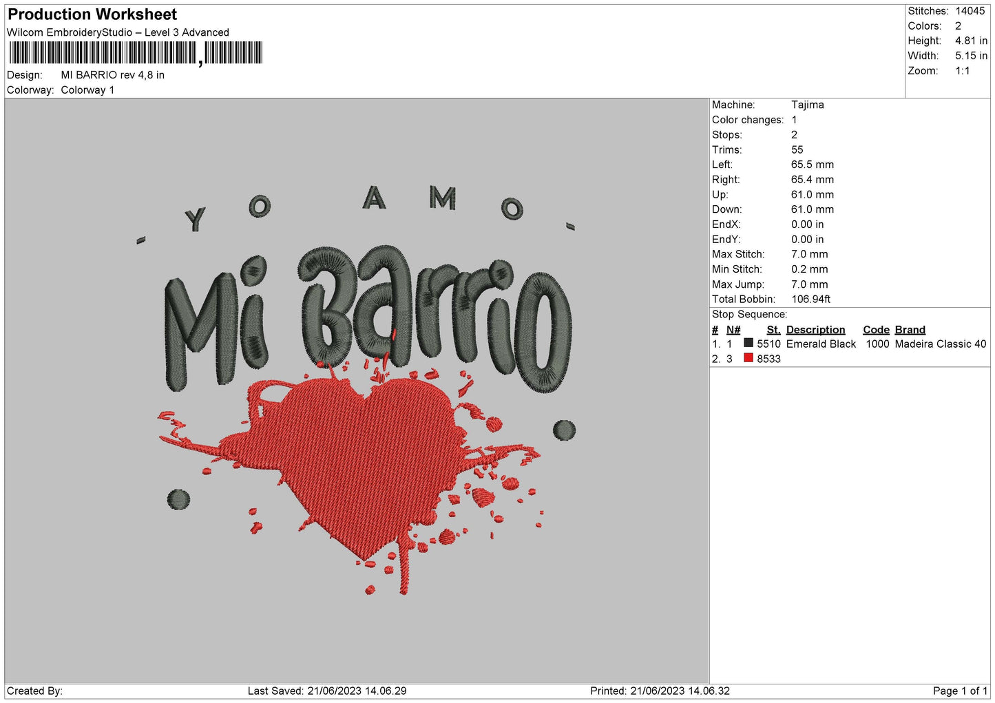 Mi Barrio Embroidery File 6 sizes