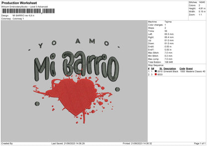 Mi Barrio Embroidery File 6 sizes
