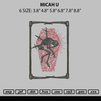 Micah U Embroidery File 6 sizes