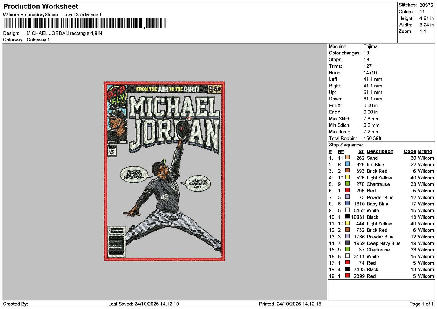 Michael Rectangle Embroidery File 6 sizes
