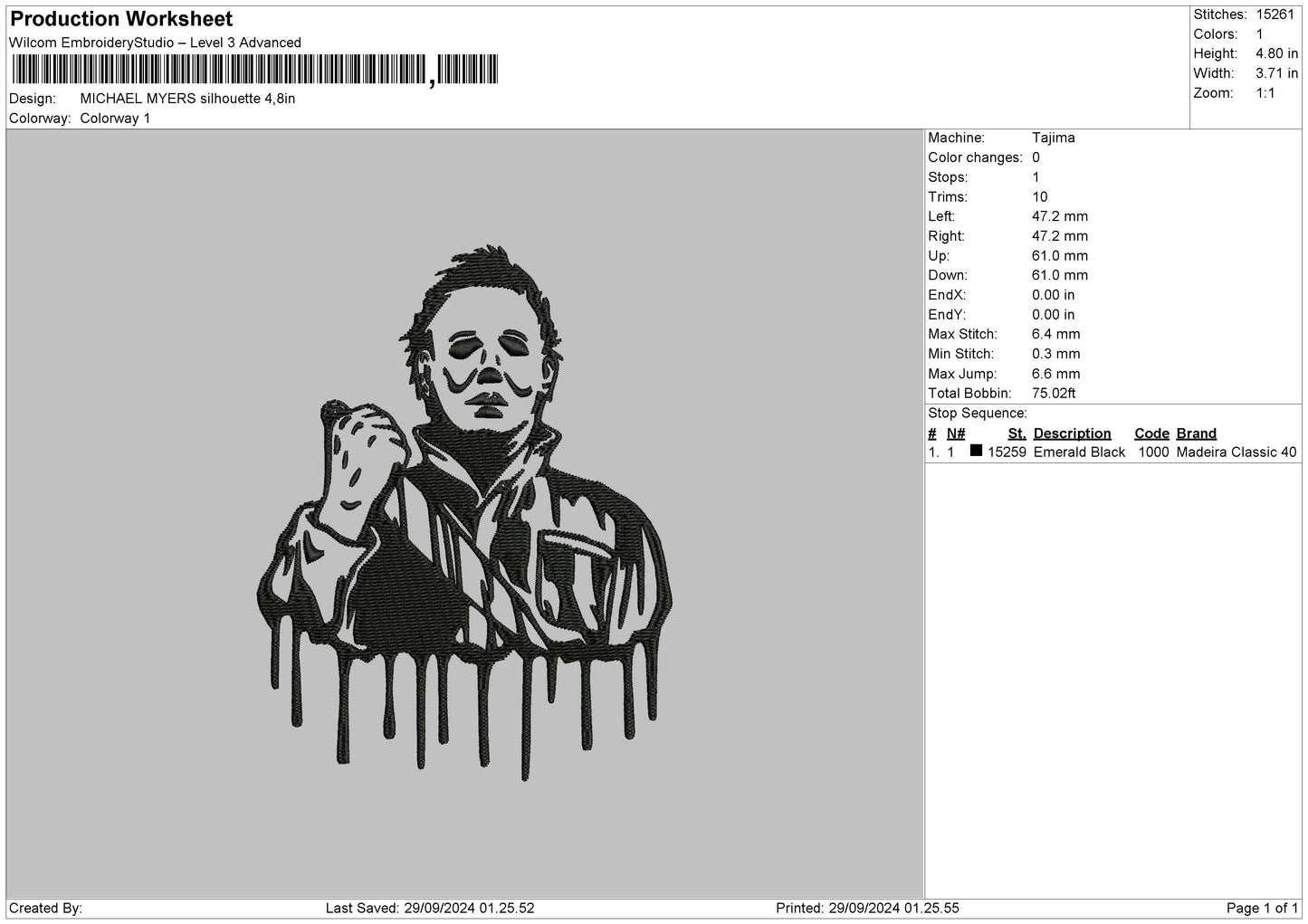 Michaelmelt 01 Embroidery File 6 sizes