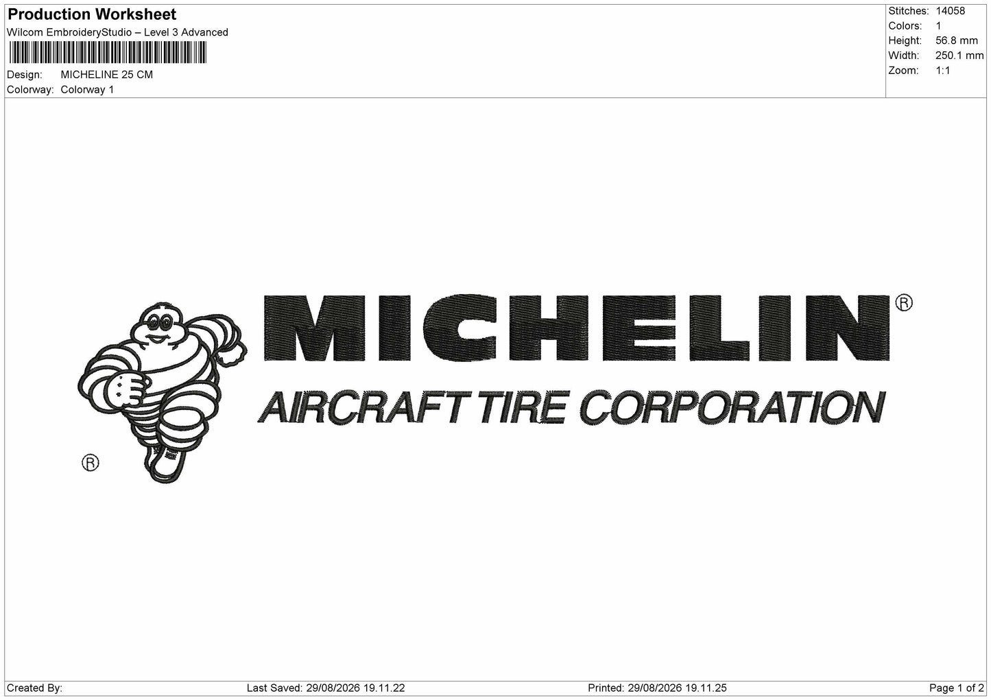 Michelin Text Embroidery Machine Design File 6 sizes