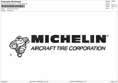 Michelin Text Embroidery Machine Design File 6 sizes