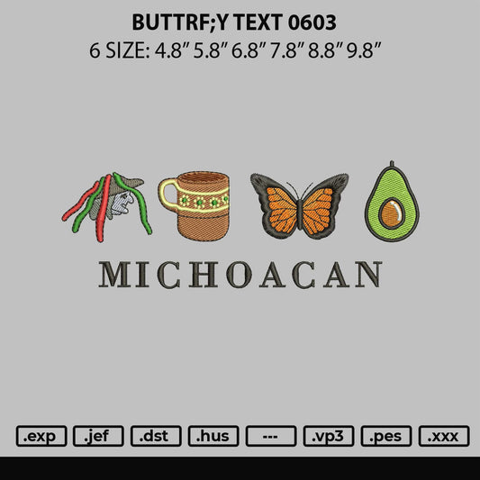 Butterfly Text Embroidery Machine Design File 6 sizes