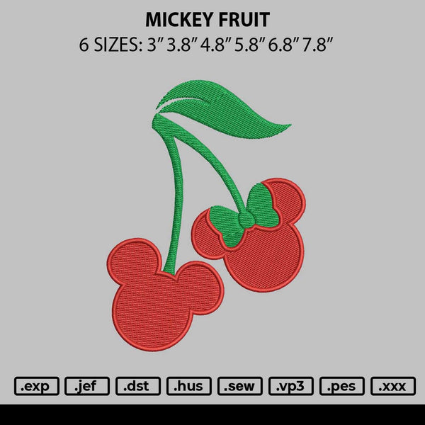 Mickey Fruit Embroidery File 6 sizes